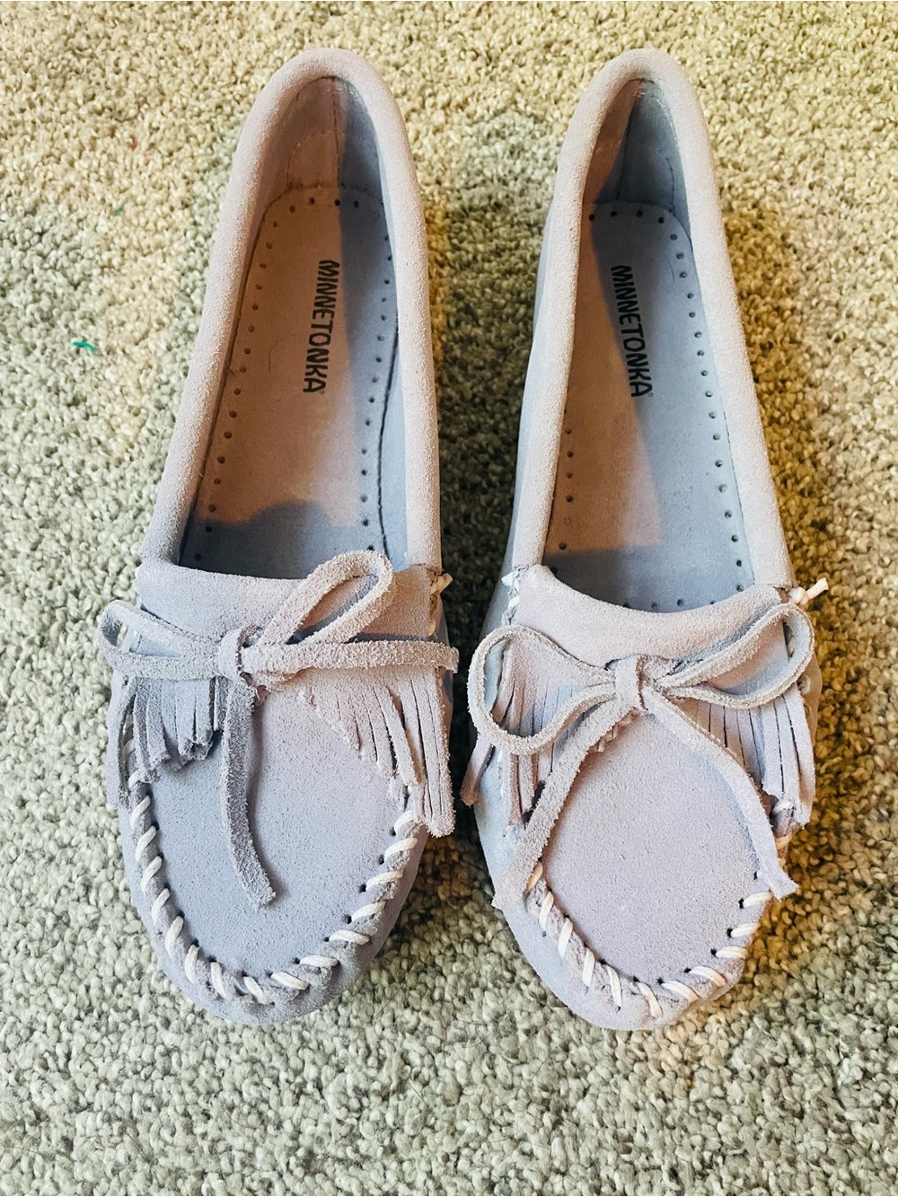 Minnetonka Women's Kitty Purple Gray Suede Moccasin Loafer NWOT